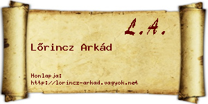 Lőrincz Arkád névjegykártya